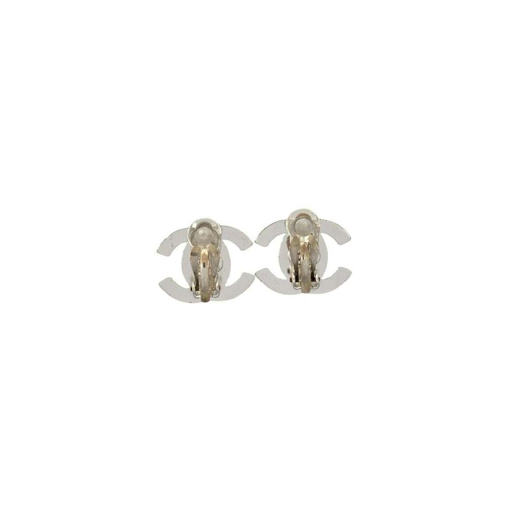 CHANEL Authentic Silver Logo Earrings - Picture 6 of 7